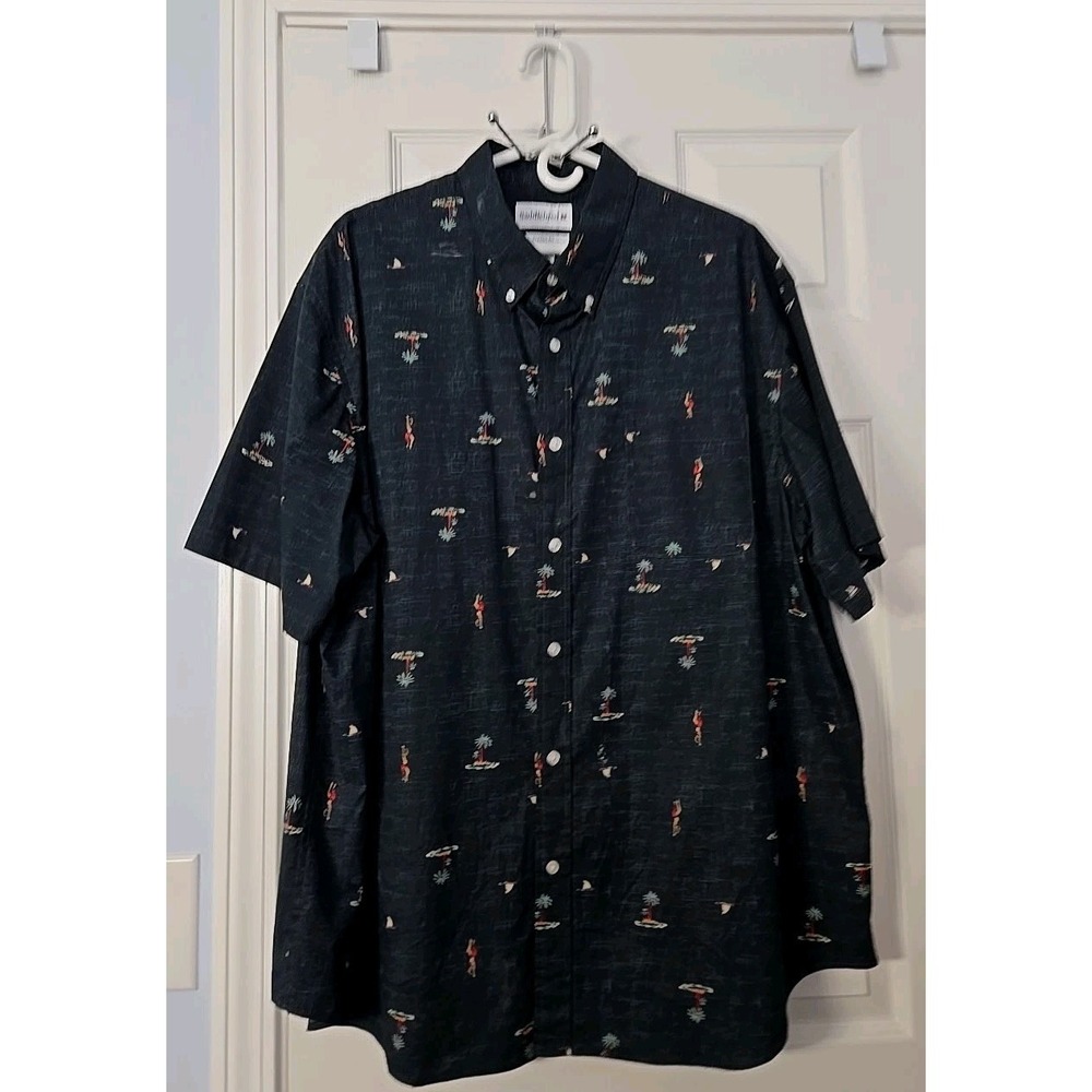 Saddlebred Mens Short Sleeve Shirt Size 2X  Black With Palm‎ Trees